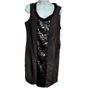 Simply Vera Wang Sheath Dress Women’s Size 12 Plaid Brown Black Sequins NEW